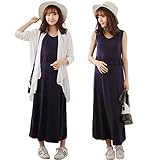 greenleafbaby(グリーンリーフベイビー) マタニティ ワンピース カーディガン 授乳口 フリル 妊婦服 (XL, ネイビーワンピース白カーデセット)