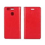 Golikef Huawei P9 ケース カバー バンパー 手帳型 高級 本革 レザー 色鮮やか レトロ な book case 型 柔らかいシリコンTPUラバーカバー スタンド機能 カード収納機能