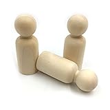 Kissteether 10pcs ウッドピープル（男の子）2.16インチ（55mm）ソリッドハードネイチャー未完成高品質ギャングウェイレディペイントまたはステンドドウッドドール (木の色 10pcs