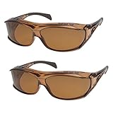 [偏光オーバーグラス] 花粉防止・防塵対策 Polarized Over Sunglasses 2個セット クリアブラウンXクリアブラウン