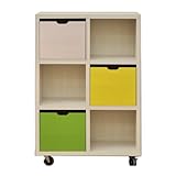 アルファタカバ キャスター付きシェルフフレンドお片づけボックス付き 80cm幅2×3(イエロー、グリーン、ピンク)