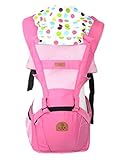 赤ちゃん抱っこひも_ベビーキャリアバックパック多機能スリング通気性フード付き_New Pink_waist:70-108cm