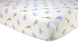 Sadie & Scout Safari Crib Sheet - Blue, Tan, Light Blue, Ivory by Crown Crafts