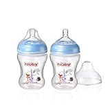 Nuby Natural Touch 260ml SoftFlex Natural Nurser Twin pack (Blue Decoration)