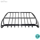 skemidex ---ユニバーサル屋根ラックCargo車上荷物ホルダーキャリアバスケットブラックequipped withスチール風ガードthat prevents振動やノイズCause by風。W