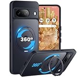 Google Pixel 7A 用 ケース Magsafe対応【360°回転可能な Magsafeリングスタンド ホルダー 一体型】グーグル ピクセル7A カバー スタンド機能 HILEGENER スマホケース 耐衝撃 半透明 マット感TPUケース 車載ホルダー対応 ワイヤレス充電 Pixel7A-ブラック