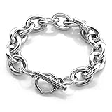 ブレスレット メンズ レディース アクセサリー ステンレス マンテル チェーン シルバー 【SEIYA INTERNATIONAL】 (幅：12mm、長さ：18cm)