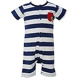 2018年 夏物 はらぺこあおむし 天竺 ボーダー柄 半袖カバーオール THE WORLD OF ERIC CARLE ネイビー◇70cm