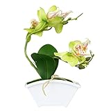 ミニ装飾人工合成Orchid、Fauxで花ホワイトプランター S イエロー TB-DECO0601YEL