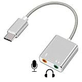 USB-C Type C to 3.5mm変換アダプタ ノートパソコンの のためのジャック USB Type-C外付けサウンドカード3.5mm CタイプオーディオカードアダプターUSB-Cオーディオアダプタ (シルバー)
