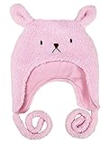 (コ-ランド) Co-land ベビー帽子 新生児ハット フリース 子供用キャップ ウサギ 耳付き 赤ちゃん キッズ帽子 女の子 男の子 男女児 お出かけ 防寒 可愛い ピンク S