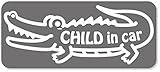imoninn CHILD in car ステッカー　【マグネットタイプ】　No.67　ワニさん　（シルバーメタリック）
