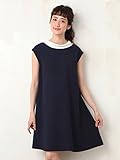 Angeliebe エンジェリーベ マタニティ ワンピース 授乳口付き リボン 衿付き 4 WAY ワンピ 妊婦服 産前 産後 半袖 お宮参り フォーマル L ネイビー 21669 21669170
