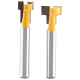 木工カッター 3/8 ''＆1/2 '' カッティングエッジ1/4 ''シャンクのため 2本のイエローT-スロットカッタールータビット