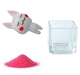 花市場直送便 ミニチュアガラス ウサギごろごろ & カラーサンド ニューピンク & 植え込み用グラス ニューブロックS