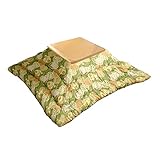 タンスのゲン こたつ 2点セット 【こたつ本体+掛布団】 幅80×80cm 正方形 日本製 掛布団 継ぎ脚 UV塗装 本体ブラウン 布団フォレスト 48200006 01