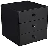 タイガークラウン 収納ケース・ボックス 黒 165×175×165mm ホームボックス ABS樹脂 引出し 3段 並べる 重ねる 384