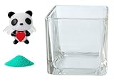花市場直送便 ミニチュアガラス ぱんだ天使 & カラーサンド エメラルドグリーン & 植え込み用グラス ニューブロックL
