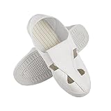 uxcell　作業靴　静電防止靴　静電性シューズ　サンダル 人工皮革　PVC　ESD　女性用　ホワイト　UK2.5