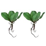 Baoblaze 2束　　造花、胡蝶蘭（コチョウラン）の葉　リーフ　人工観葉植物　緑　可愛い