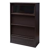 日本製(大川家具) フラップ扉マガジンボード引出付幅90 ブラウン 3262