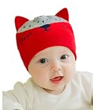 ZKKK 子供帽子　ニット帽子 ベビー　かわいい　男の子　女の子　動物刺繍 キツネ　防寒保温　耳保護　キッズ秋冬用 ハット 男女兼用　お出かけ　アウタドアウェア　5色