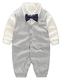 ロンパース　蝶ネクタイ付　カバーオール　フォーマル　結婚式　行事　節句　七五三　男の子 (80㎝, グレー) [並行輸入品]