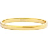 Edforce Stainless Steel Women's 18k Gold Plated Stackable Bangle Bracelet Hinged Oval-Shape Slip-On, (58mm x 49mm)