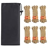 YFFSFDC テントロープ 6本セット 4mm * 4m 耐荷重260kg ガイロープ パラコード ロープ ガイライン タープロープ 反射 キャンプ アウトドア アルミニウム 自在金具付き 収納袋付き (カーキ色)