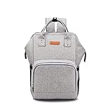 SONARIN多機能マザーズバッグ、ベビーおむつ交換バックパック、おむつバッグ、旅行バックパックオーガナイザー、USBインターフェイス、防水、大容量、スタイリッシュで耐久性、理想的なギフト(グレー)