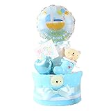 アナノカフェ 2段 おむつケーキ 【おむつサイズ：M（おむつ種類：パンパース） おむつケーキカラー：くまちゃんブルー】 出産祝い