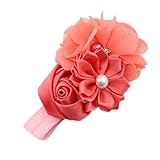 AYUMU 新生児・ベビー・キッズ ヘアバンド カチューシャ ヘアゴム 髪飾り 花 リボン レース ライトレッド