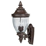 Capital Lighting 9763TS Battery Park 3-Light Outdoor Wall Mount Fixture, Tortoise with Seeded Glass 