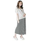 SFGHOUSE　マタニティワンピース　マキシ丈　授乳口付き　妊婦服　産前 産後　ワンピース　楽ちん (ブラック)