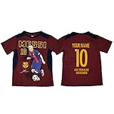 FCバルセロナメッシ10サッカージャージー写真ユースBoysトレーニングお名前と番号追加 YM