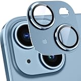 カメラフィルム iPhone14/ iPhone14 Plus用 カメラ保護 アルミ合金製 強化ガラス アイフォン14/14プラスカメラカバー キズ防止 耐衝撃 露出オーバー防止 超高透過率 あいふぉん14/あいふぉん14plus レンズカバー ブルー