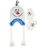Disney kids Frozen Olaf white knit Scandinavian hat with glove set [並行輸入品]