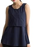 Sta.ANA(サンタ・アナ)レディース マタニティ 授乳服 ノースリーブ タンクトップ 無地 ストレッチ インナー Ａライン 2色 M L XL 3サイズ (M, ネイビー)