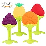 PROMENE Baby Teether Toys (4 Pack) - Soft Silicone Fruit Teething Toys Set For Toddlers & Infants Ba