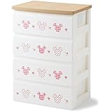 [ベルメゾン] チェスト　ミッキーマウス　（本体）ホワイト×（柄）ピンク　タイプ:４段