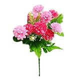 造花　カーネーション　5本10個花 ローズレッド
