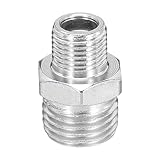 PATIKIL 1/8-1/4 変換アダプタねじ継手 エアブラシ継ぎ手 エアホースアダプター 1個 1/8" BSPオス - 1/4" BSPオス継ぎ手 メタル エアコンプレッサー用