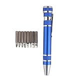 Demiawaking ドライバーセット ペン型 プラス マイナス 8種 差替式ドライバー 4色 (ブルー)