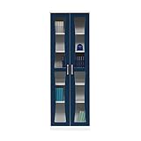 アルファタカバ 子供部屋用扉付カラフル書棚 マリリン60cm幅ハイタイプ(ブルー)