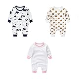 JQ trend 新生児服 カバーオールロンパース 前開き 長袖 四季兼用 3点セット (80cm, C)