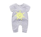 エルフ ベビー(Fairy Baby)ベビー服 ロンパースカバーオール 半袖 夏 可愛い太陽柄 グレー サイズ：73