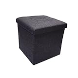 収納スツール 正方形 (ダークブラウン) Mサイズ 麻 オットマン デニム調