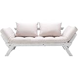 ソファ ソファーベッド 2人掛け 北欧デザイン リクライニング 天然木フレーム ホワイトフレーム×ベージュ