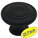 Cosmas 9971 FBフラットブラックキャビネットハードウェア3-ringラウンドノブ – 1 – 1 / 4 "インチ直径 – 25パック