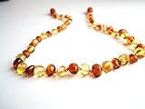 Certified Natural Batlic Amber Baby Teething Necklace - Mixed Cognac & Honey Baroque - *SCREW CLASP*